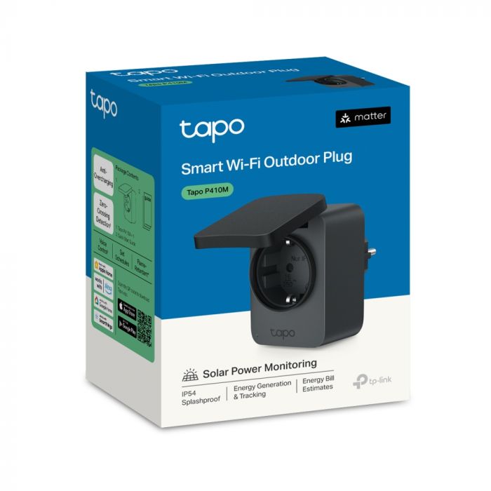 Розумна розетка компактна TP-LINK Tapo P410M N300 BT 16A, Зовнішня, IP54