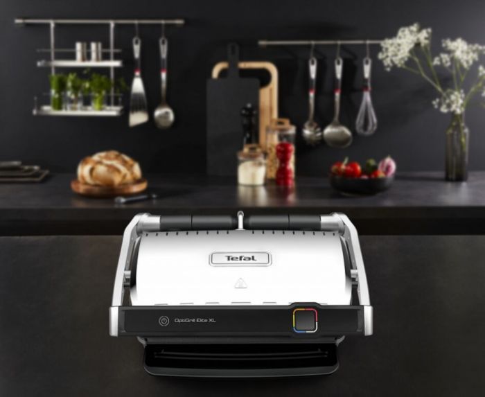 Гриль Tefal прижимний OptiGrill Elite XL 2200Вт, темп. режимів-16, з`ємні пластини, метал