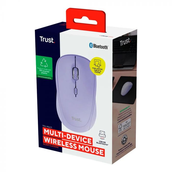 Миша Trust Yvi+ Compact Multi-Device, WL/BT/USB-A, фіолетовий