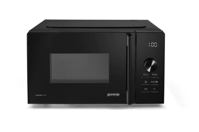 Мікрохвильова піч Gorenje, 20л, електр. керув., 800Вт, гриль, дисплей, 20 програм, інвертор, чорний