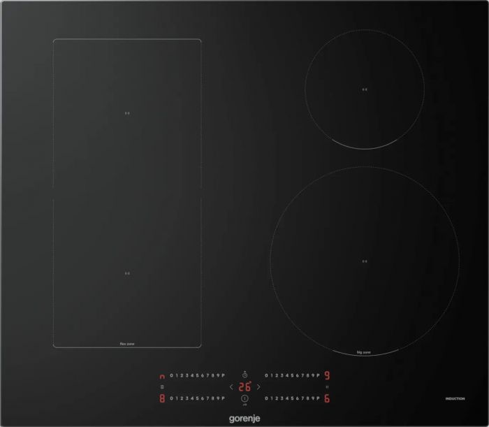Варильна поверхня Gorenje індукційна, 60см, PowerBoost, TouchControl, BigZone, збільшена площа пригот, поєднання конфорок, чорний