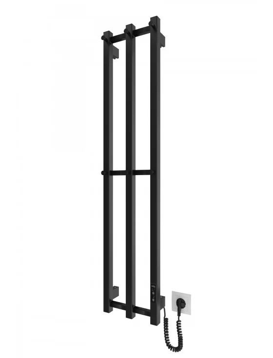 Рушникосушка Hygge Family електрична Slim, 1170х250х80мм, таймер-регулятор, сталь, чорний матовий