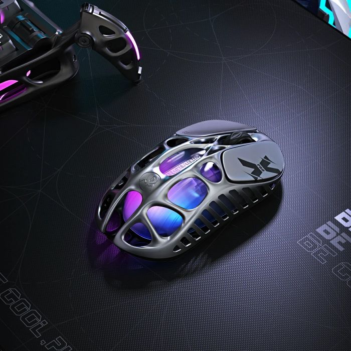 Миша GravaStar Mercury X Pro, 8K, BT/WL/USB-A, RGB, сірий