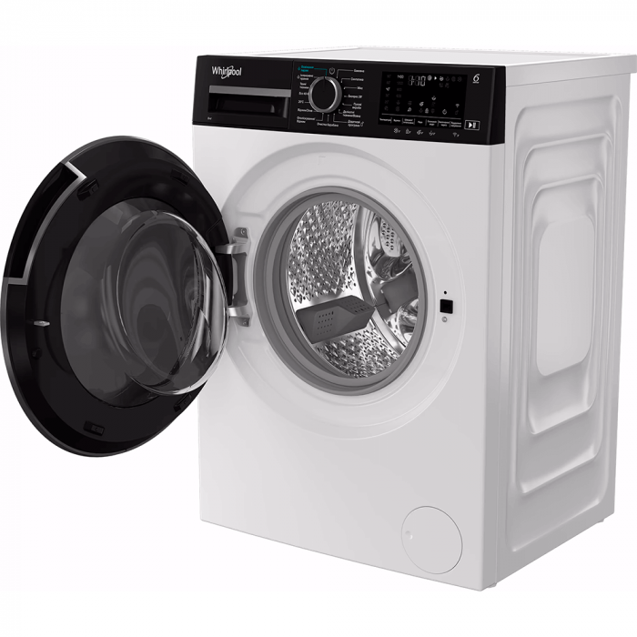 Пральна машина Whirlpool фронтальна, 8кг, 1400, C, 55см, дисплей, пара, інвертор, люк чорний, білий