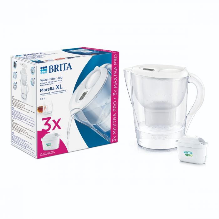 Фільтр-глечик Brita Marella XL Memo MXPro 3.5л (2л очищеної води) з фільтр-картриджем 3шт, білий