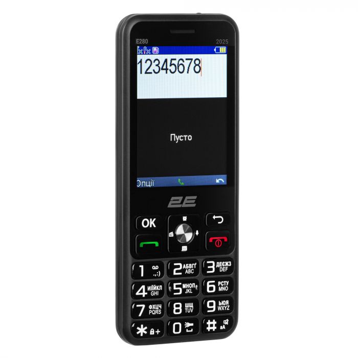 Мобільний телефон 2E E280 2025 2.8" 2SIM, 2x1500мА•год, чорний + Батарея