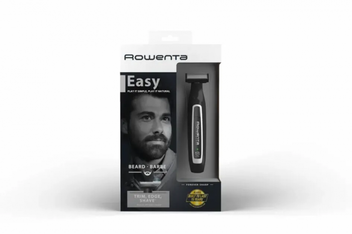 Тример Rowenta Forever Sharp, для бороди і вусів, мережа+акум., роторний мотор, насадок-3, сталь, чорний
