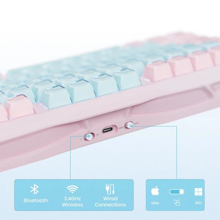 Клавіатура механічна GravaStar Mercury K1 Lite 80keys, GravaStar x BSUN Grey, BT/WL/USB, Aurora Mist