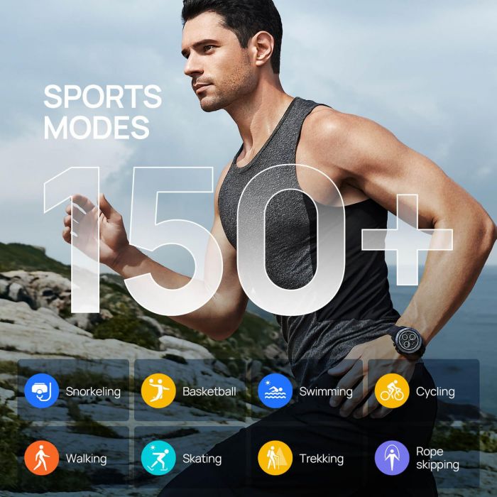 Смарт-годинник Mibro GS Explorer 48мм, 1.32", 466x466, AMOLED, BT 5.3, Dual-band GPS, 10 ATM, чорний обсидіан