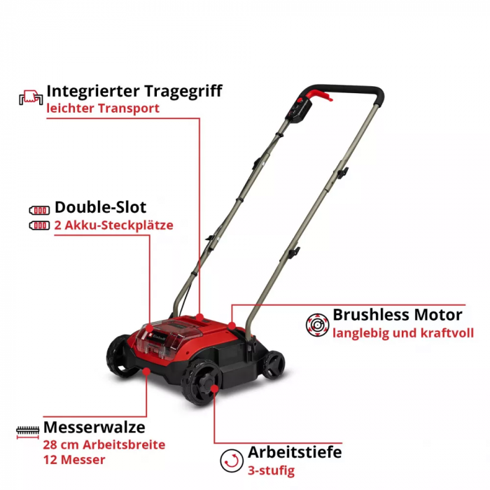 Аератор-скарифікатор Einhell GC-SC 18/28 DS Li - Solo 18В 28см 6.76 кг