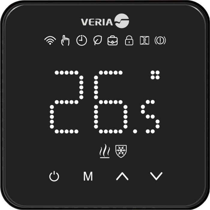 Терморегулятор Veria Control WT45 5...45 °C для теплої підлоги Wi-Fi сенсорний тип датчику повітря + підлога 16A 230В чорний