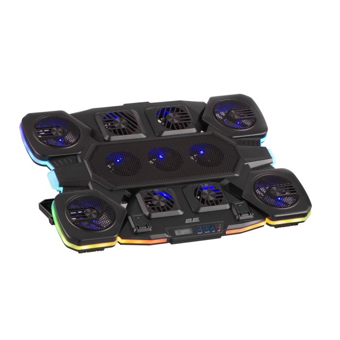 Підставка для ноутбука 2E GAMING CPG-011, до 17.3", 1xUSB-A, 1xUSB-C, LCD, RGB, чорний