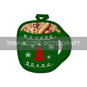 Прихватка ARDESTO Christmas Green Mug 20х20см, 100% поліестер (верх), 100% бавовна (низ), зелений