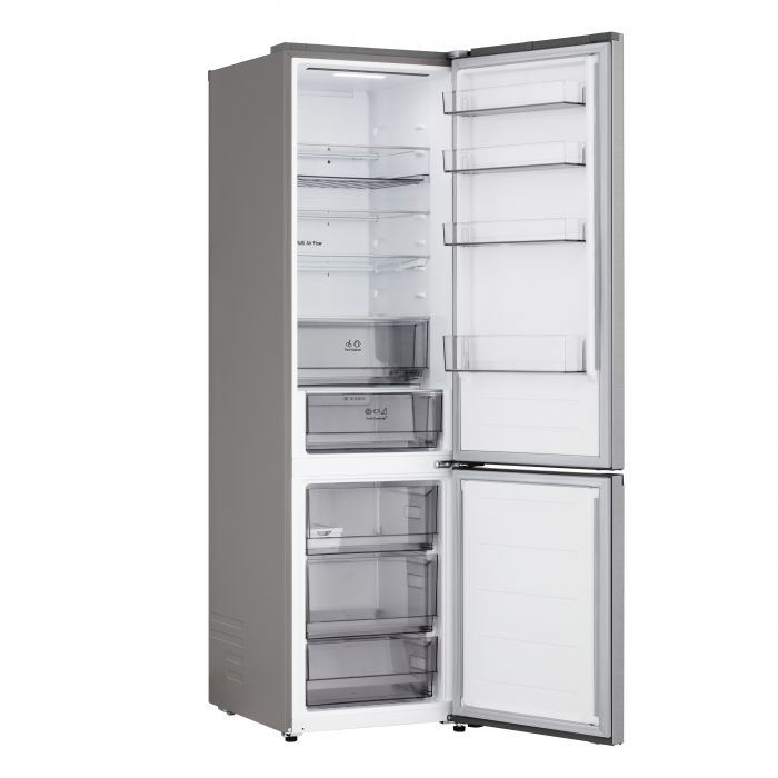 Холодильник LG з нижн. мороз., 203x60х68, холод.відд.-262л, мороз.відд.-113л, 2дв., E, NF, інв., диспл зовн., Fresh Сonverter, сріблястий