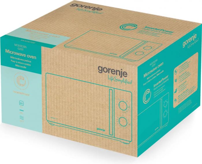 Мікрохвильова піч Gorenje, 20л, мех. керув., 700Вт, гриль, інвертор, чорний