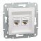 Розетка подвійна комп'ютерна RJ45 Schneider Electric, Asfora (білий, без рамки)
