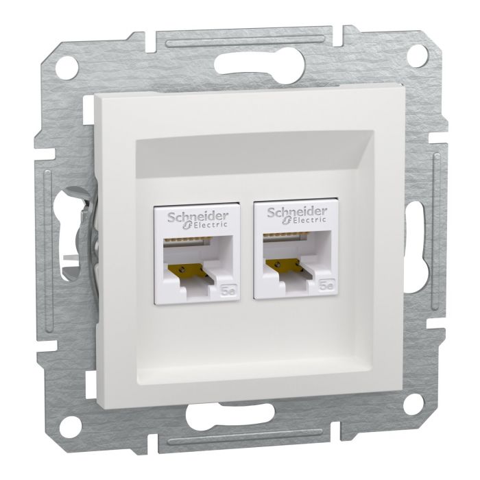 Розетка подвійна комп'ютерна RJ45 Schneider Electric, Asfora (білий, без рамки)