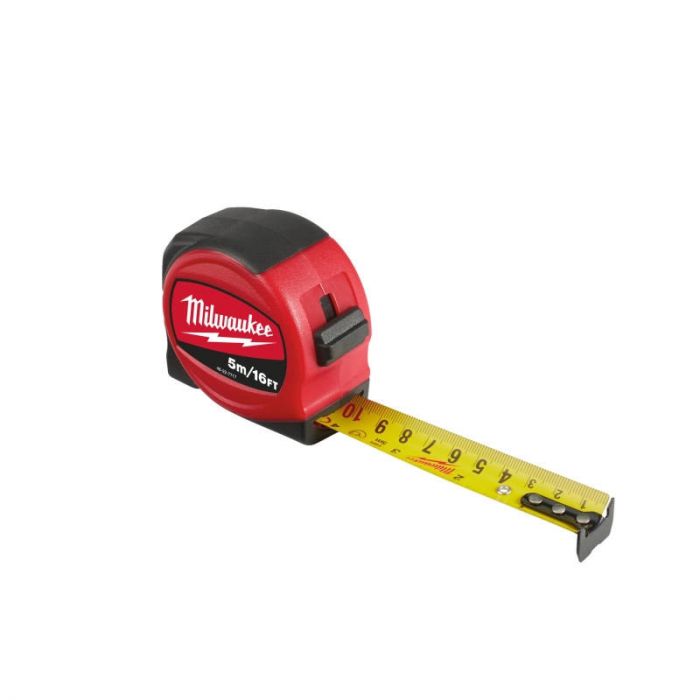 Рулетка Milwaukee Slimline S5-16/25, 5мх25мм, з фіксатором змотування, АБС-пластик