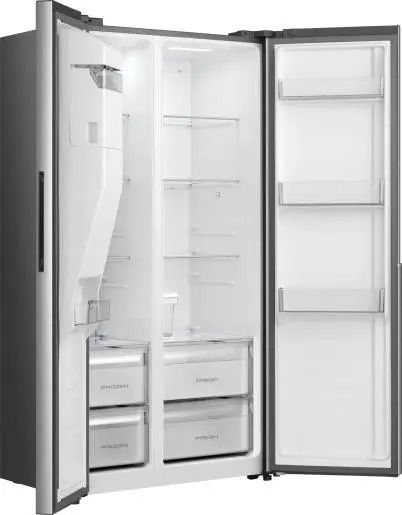 Холодильник SBS Gorenje, 179х62х91см, 2 двері, 347(181)л, А+, NF+, Інв., Зона св-ті, диспенсер, Внутр. Диспл, нерж