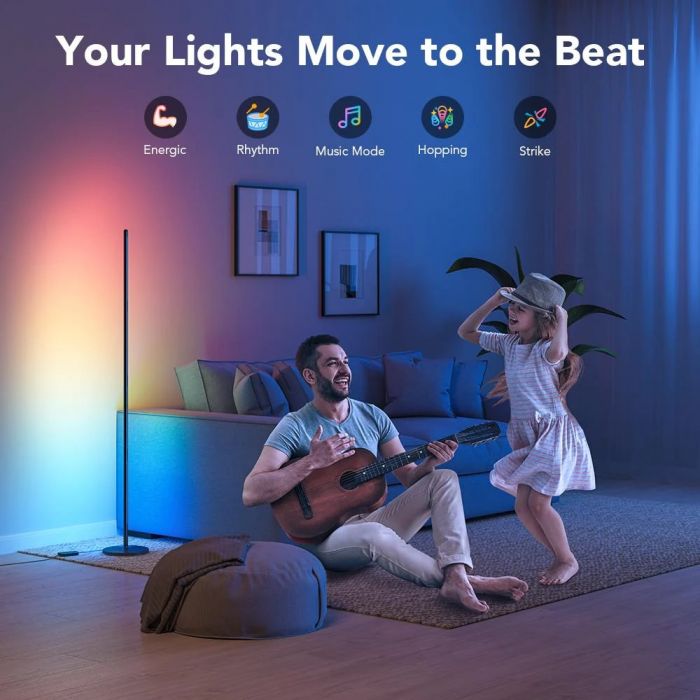 Торшер розумний Govee H6076, 1000Lm, RGBICW, WI-FI/Bluetooth, чорний