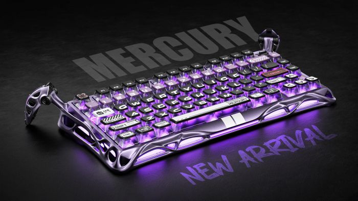 Клавіатура магнітна GravaStar Mercury V75 Pro 80keys, GravaStar x Gateron Jade Gaming, USB-A, 8k, RGB, Iron Purple