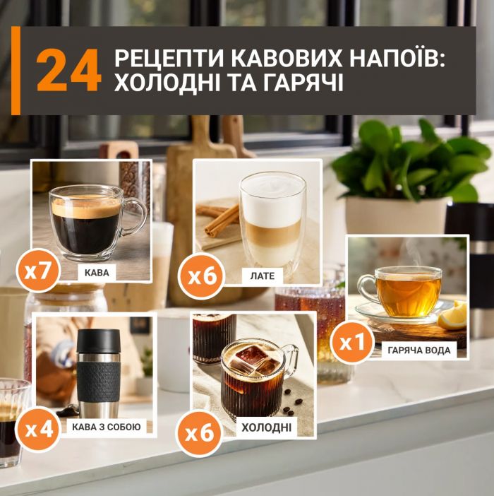 Кавомашина Krups Sensation Elite Hot&Cold, 1.7 л, зерно, автомат.капучинатор, дисплей, авторецептів - 24, сенcор.керування, сріблястий-чорний