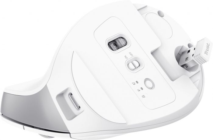 Миша Trust Bayo+ Multidevice Ergonomic, BT/WL/USB-A, біла
