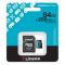 Карта пам'яті Kingston microSD   64GB C10 UHS-I U3 A2 V30 R200/W100MB/s + SD