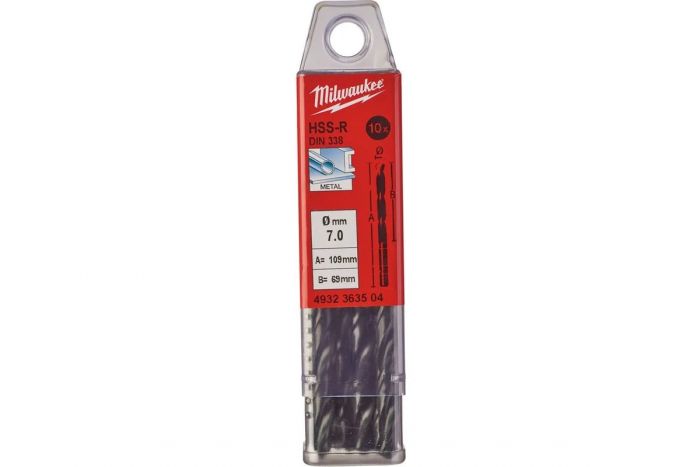 Свердло по металу Milwaukee HSS-R, 7х69х109мм, 10шт