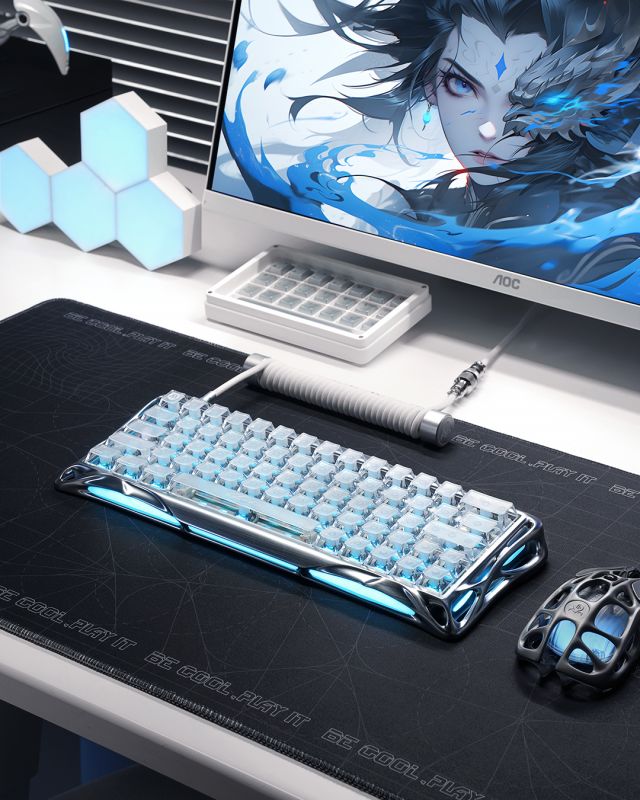 Клавіатура магнітна GravaStar Mercury V60 PRO 60keys, UFO Magnetic Gaming, 8K, USB-A, RGB, Sliver Frost