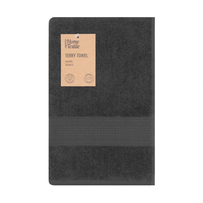 Рушник махровий Ardesto SuperSoft 70х140см, 100% бавовна, сірий темний