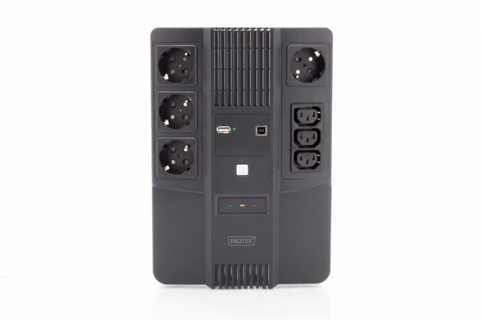 Джерело безперебійного живлення DIGITUS 800VA/480W, LED, RJ45, USB, 4xSchuko+3xC13