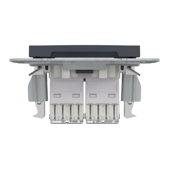 Розетка подвійна комп'ютерна rj45 Schneider Electric, Asfora (антрацит)