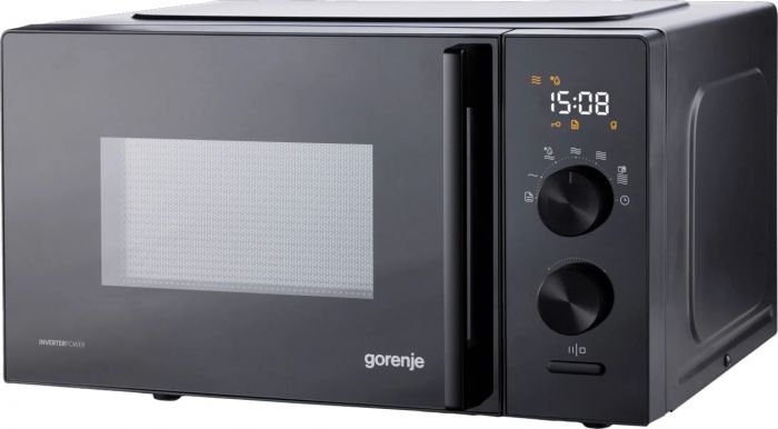 Мікрохвильова піч Gorenje, 20л, електр. керув., 800Вт, дисплей, 20 програм, інвертор, чорний