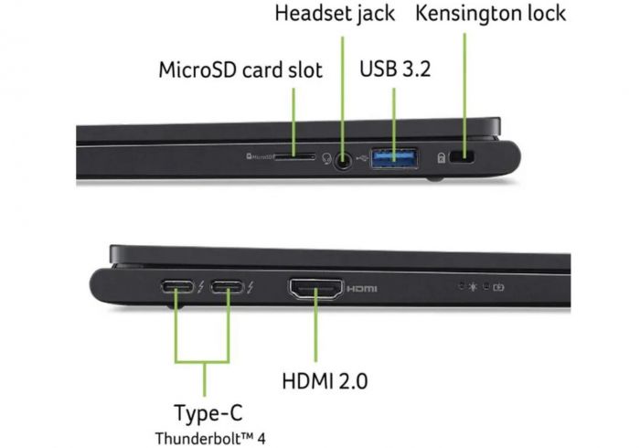 Ноутбук Acer TravelMate TMP614-73 14" 2.8K OLED, Intel U5-125H, 32GB, F1TB, UMA, Win11P, чорний