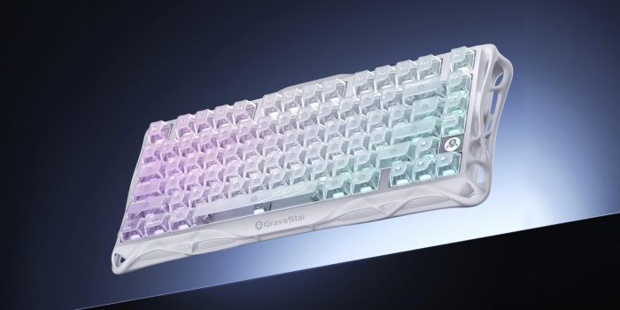 Клавіатура механічна GravaStar Mercury K1 Lite 80keys, GravaStar x BSUN Grey, BT/WL/USB, RGB, Crystal Aurora