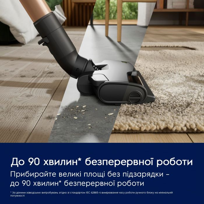 Пилосос Electrolux безпровідний, конт пил -0.4л, автон. робота до 90хв, вага-3.2кг, НЕРА12, AutoMode, BRC, 4 насадки, сірий