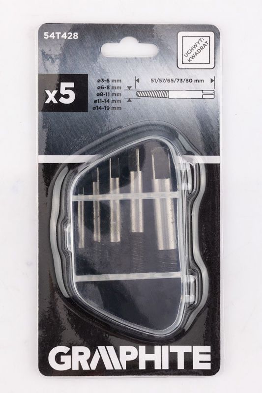 Екстрактори для зламаних гвинтів GRAPHITE для гвинтів 3-19мм, набір 5шт