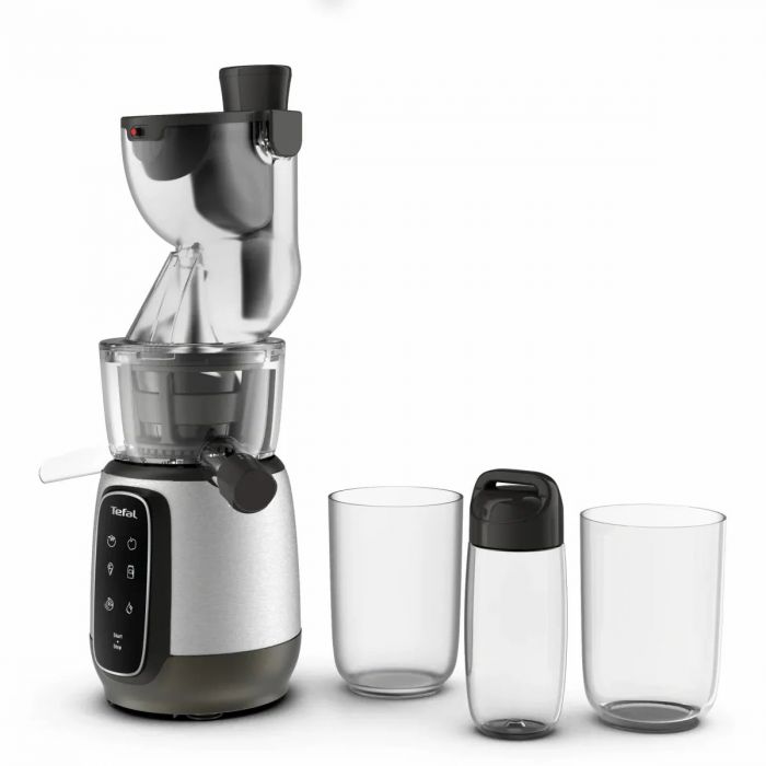 Соковитискач Tefal Ultra Juice шнековий 200Вт, чаша-6л, жмих-0.8л, пластик, сріблясто-чорний