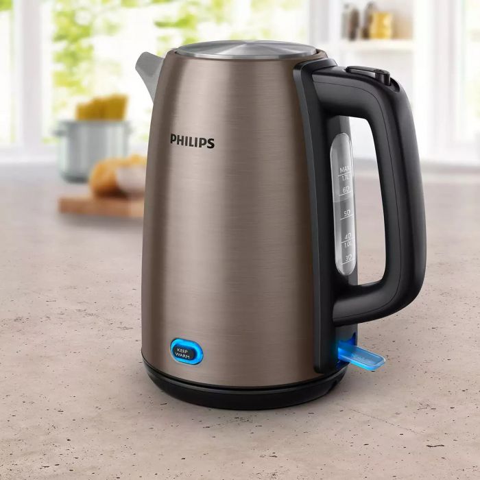 Електрочайник Philips Viva Collection 1.7л, метал, LED підсвітка, мідно-чорний