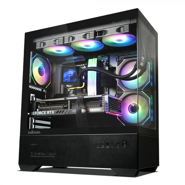 Корпус Zalman Chronix без БЖ, 1xUSB3.0, 1xUSB2.0, 1x Type C, 2x120мм ARGB Reverse,  1x120мм ARGB, VGA 410мм, LCS ready, TG Side/Front Panel, ATX, чорний