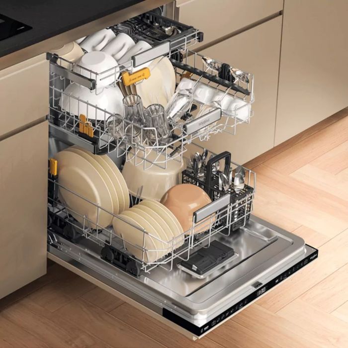 Посудомийна машина Whirlpool вбудована, 14компл., B, 60см, дисплей, 3й кошик, білий