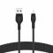 Кабель Belkin USB-A > Lightning заряджання/синхронізації 12Вт, 1м, плетений, силіконовий, з ремінцем на магніті, чорний