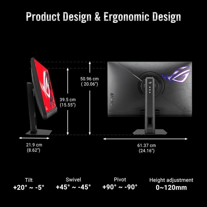 Монітор Asus 27" ROG Strix 5K XG27JCG 2xHDMI, DP, USB-C, 3xUSB, IPS, 5120x2880, 180Hz, 0.03ms, DCI-P3 97%, G-SYNC, FreeSync, Pivot, HDR600