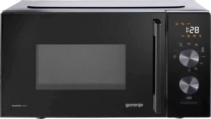 Мікрохвильова піч Gorenje, 20л, електр. керув., 800Вт, гриль, дисплей, 20 програм, інвертор, чорний