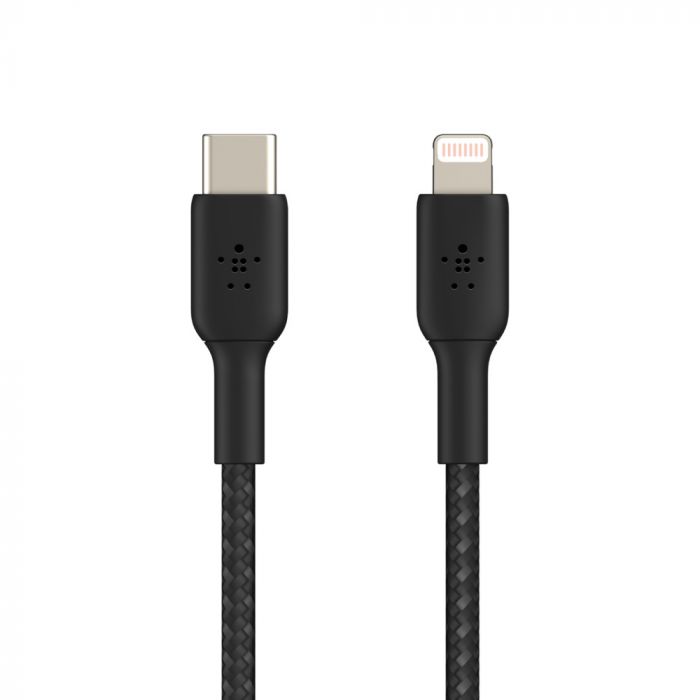 Кабель Belkin USB-C > Lightning заряджання/синхронізації 30Вт PD, 2м, плетений, чорний