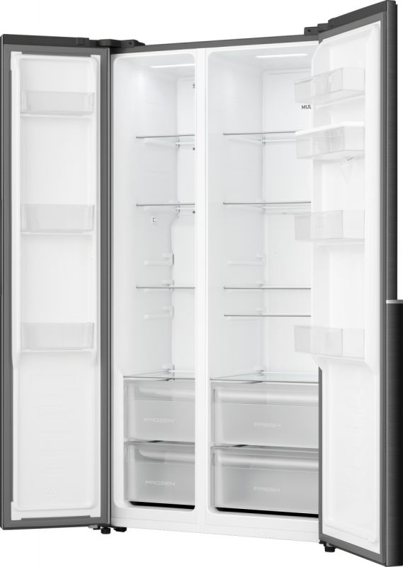 Холодильник SBS Gorenje, 179х62х92см, 2 двері, 344(197)л, А+, NF+, Інв., Зона св-ті, диспенсер, генератор льоду, Зовн. Диспл, чорний