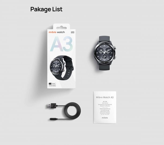 Смарт-годинник Mibro A3 45мм, 1.39", 360x360, BT 5.3, GPS, 2 ATM, темно-сірий