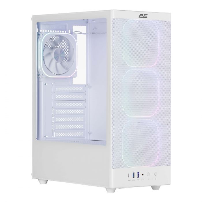 Корпус 2E GAMING  Iconic V8210W  без БЖ, 1xUSB3.0, 1х USB 2.0, 1xUSB Type-C, 4x120мм ARGB, VGA 325мм, LCS ready, контролер з пультом, TG Side Panel, ATX, білий
