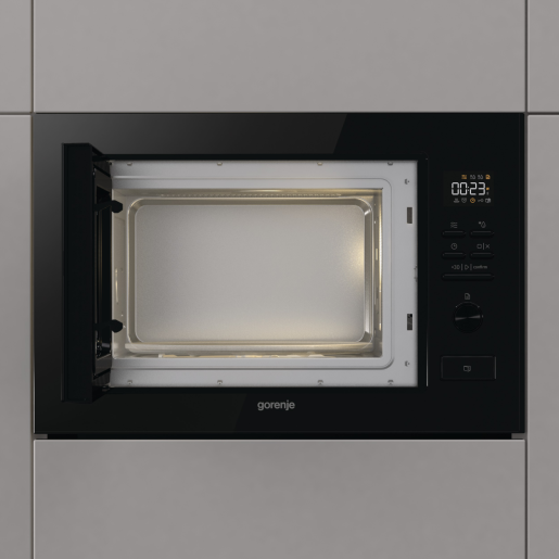 Мікрохвильова піч Gorenje вбудовувана, 25л, електр. управл., 900Вт, гриль, дисплей, чорний